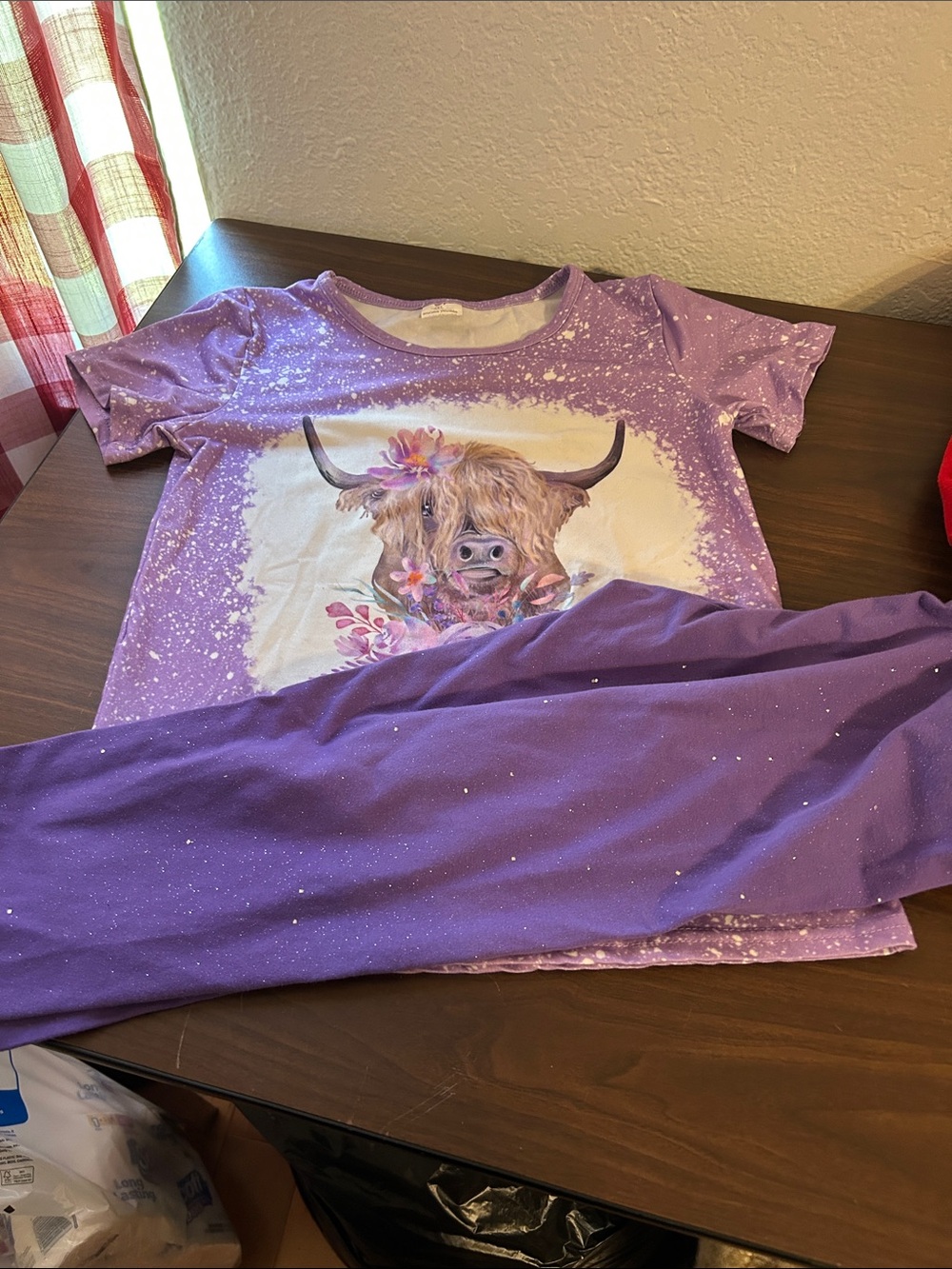 bcg Purple Highland leggings and Cow top from SHEIN.